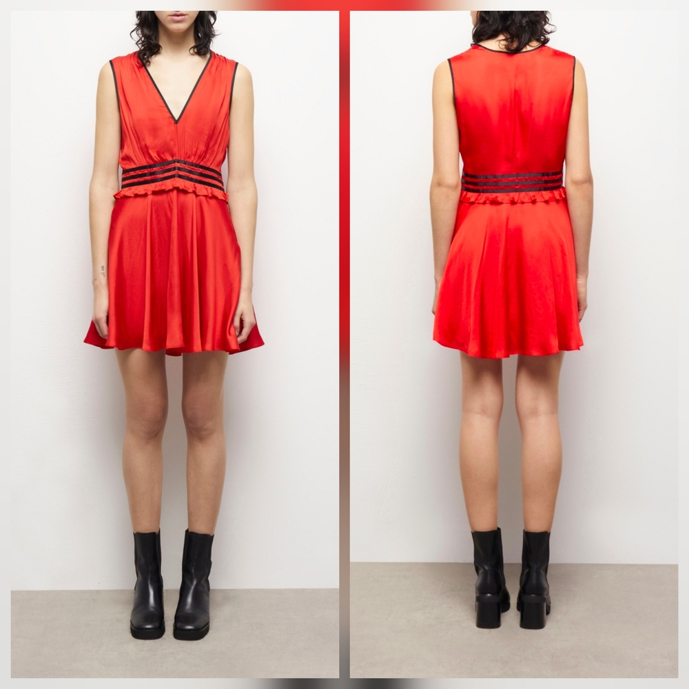 The Kooples Mini Dress Womens 2/M Red French Evening Party Guest Retro Twee Chic